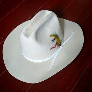 Smithbilt white cream western felt wool hat